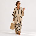 Caftan Salma Beige met Zwarte Strepen