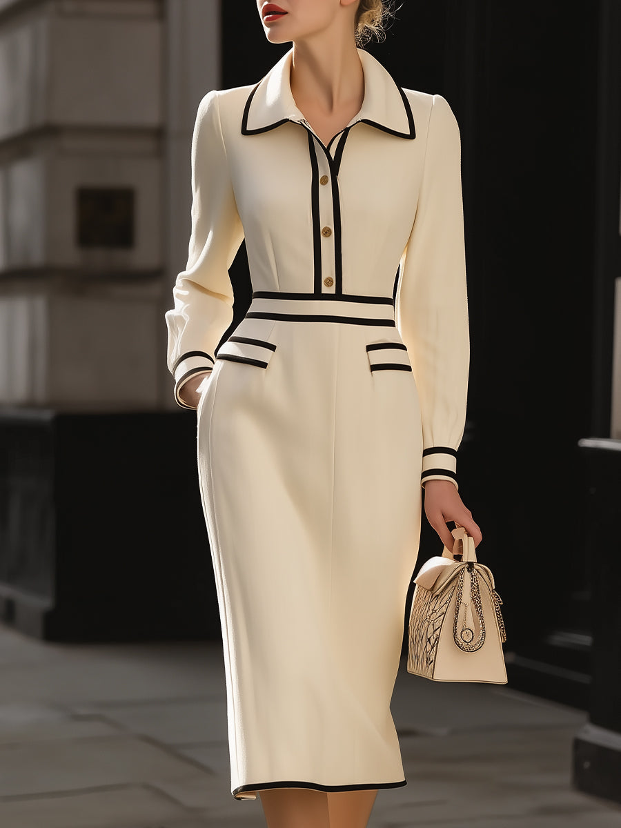 Lotte | Midi-jurk met Knopdetails