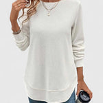 Valerie | Elegante Top met Ronde Hals en Lange Mouwen