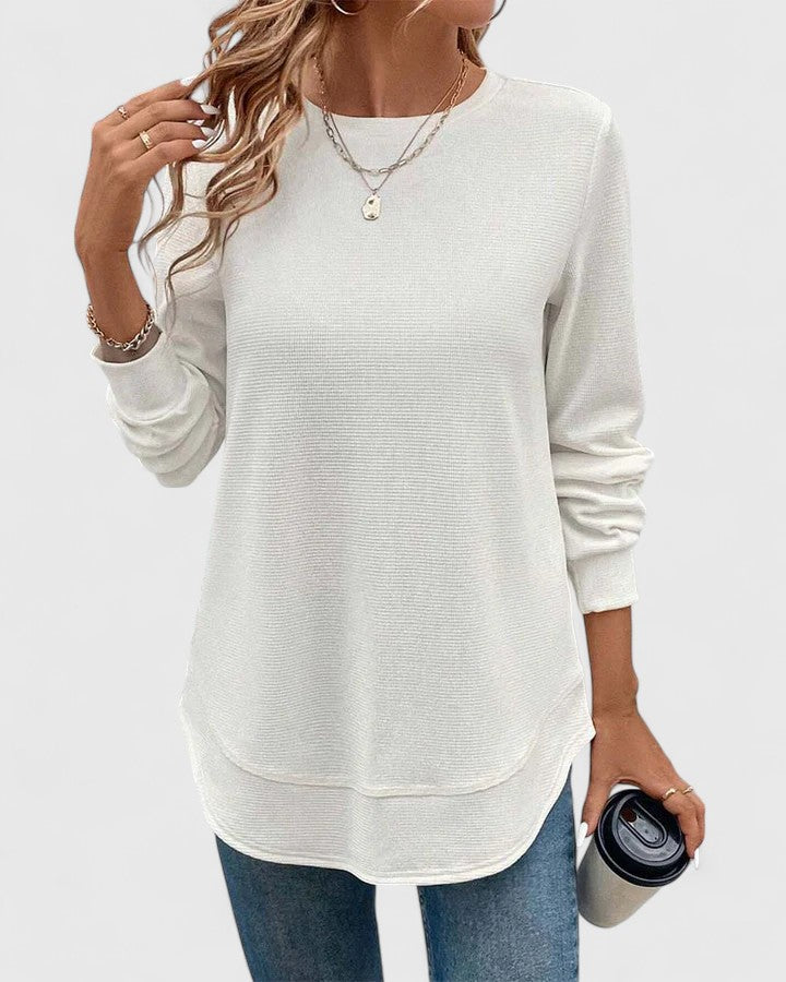 Valerie | Elegante Top met Ronde Hals en Lange Mouwen