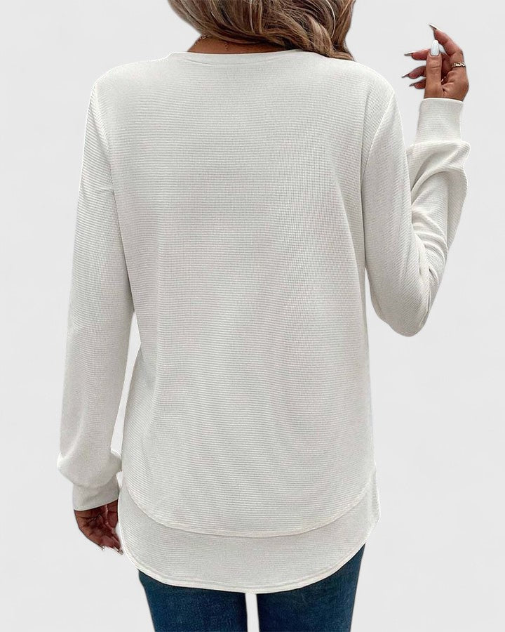 Valerie | Elegante Top met Ronde Hals en Lange Mouwen