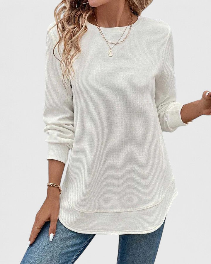 Valerie | Elegante Top met Ronde Hals en Lange Mouwen