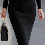 Sarah | Midi Jurk Geribd met Rits
