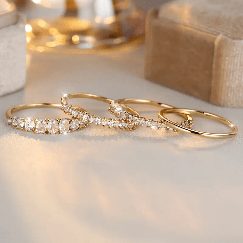 Stapelige Ringen van 14k Gouden Zirkonia