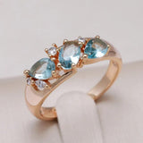 Vintage Zirkonia Elegante Ring in Goud Blå