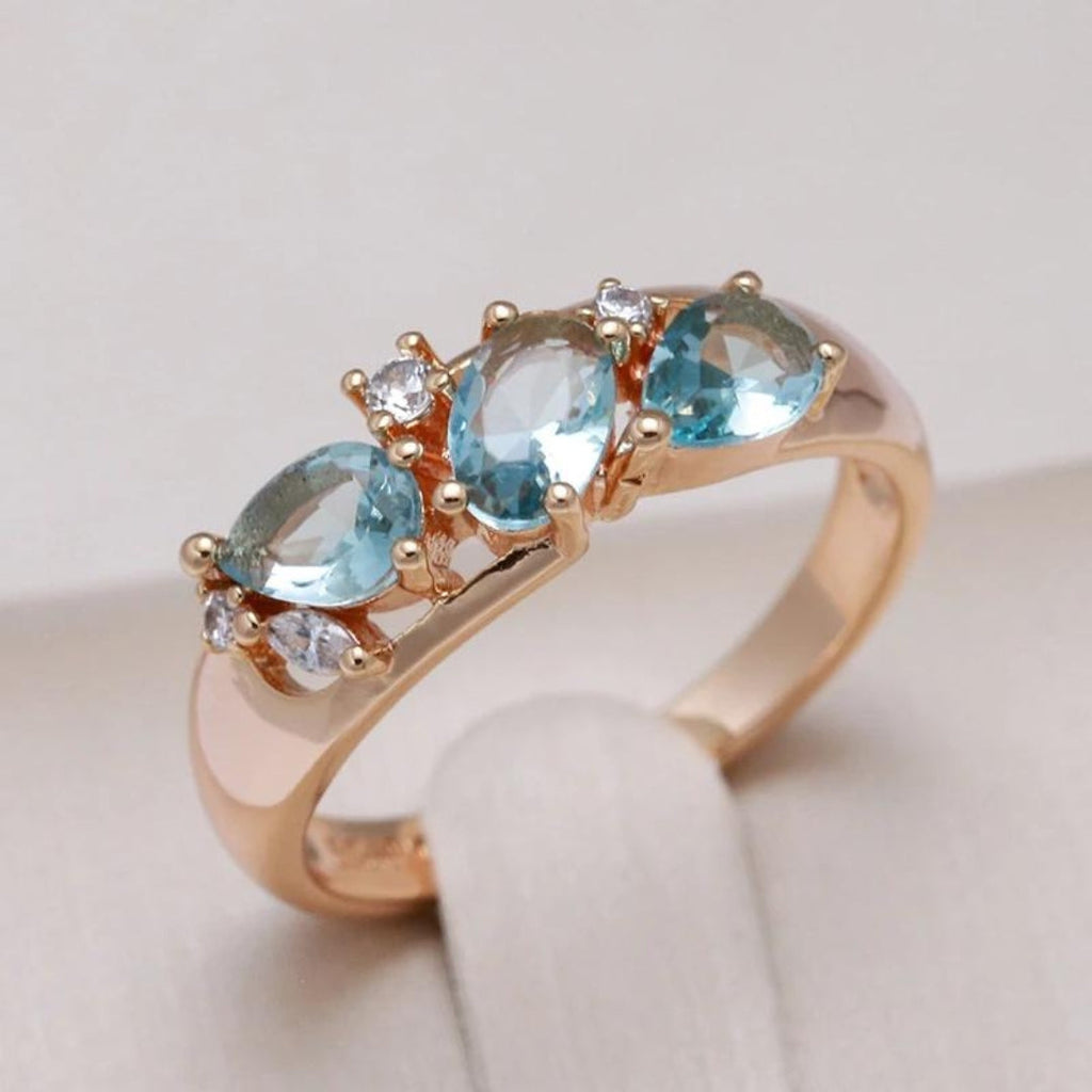 Vintage Zirkonia Elegante Ring in Goud Blå