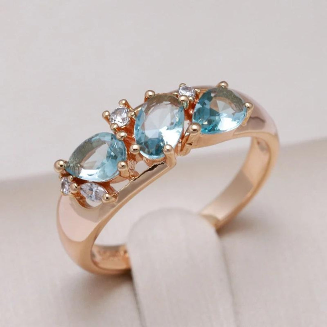 Vintage Zirkonia Elegante Ring in Goud Blå