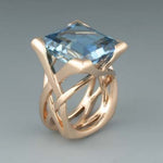 Rozen Gouden Ring met Vintage Blauwe Zirconium