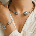Minimalistische Glanzende Ketting en Armband Set