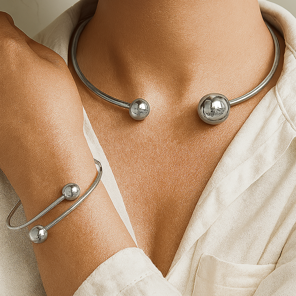 Minimalistische Glanzende Ketting en Armband Set