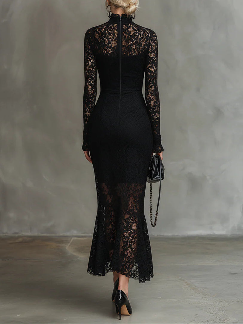 Monique | Elegante Maxijurk van Kant met Vissenstaart