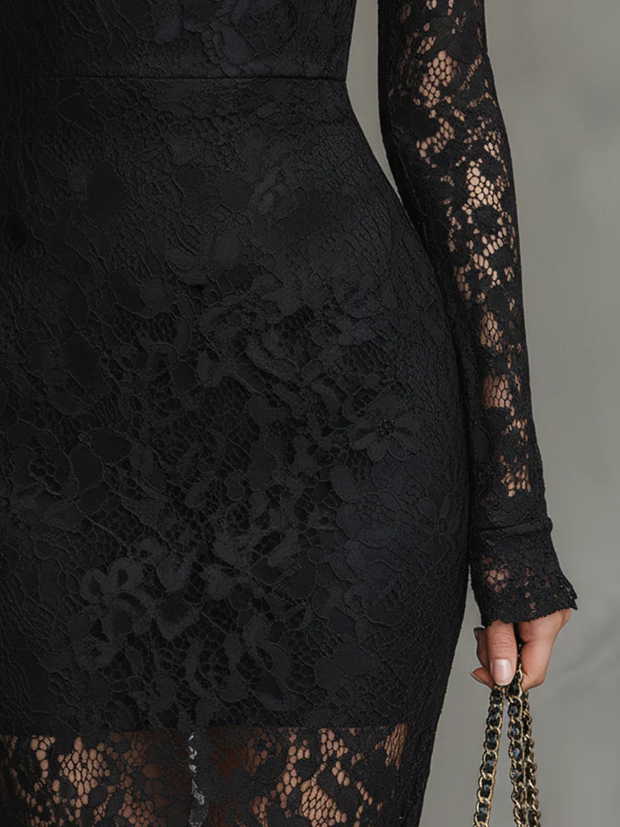 Monique | Elegante Maxijurk van Kant met Vissenstaart