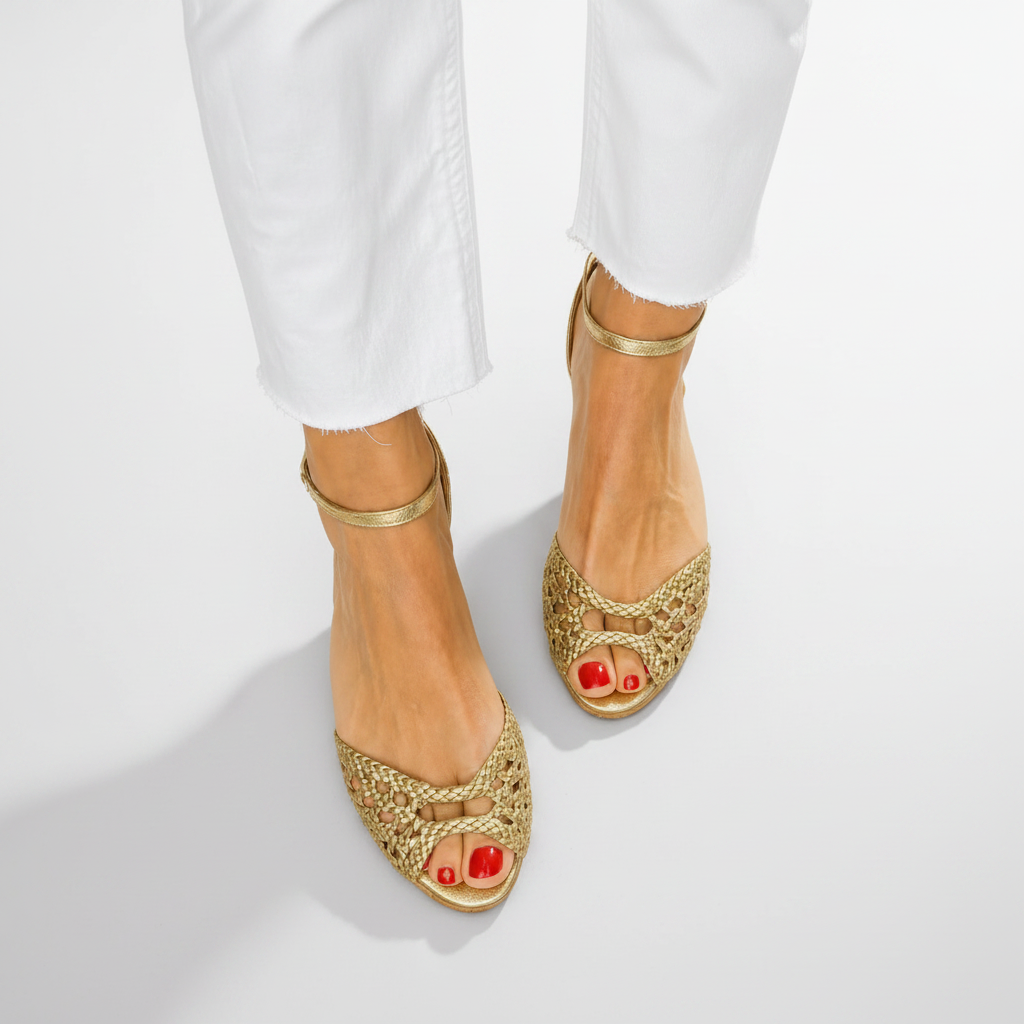 Isadora | Gouden Vlecht Sandalen