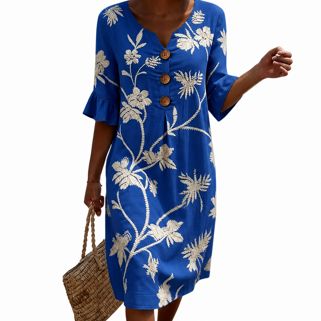 Delphine - Casual damesjurk met bloemenprint.