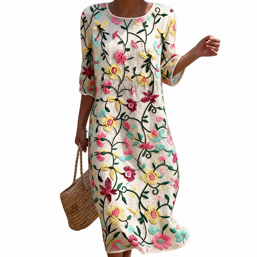 Élise - Vrouwen zomerjurk met bloemenpatroon.
