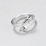 Verstelbare Zilveren Hug Ring