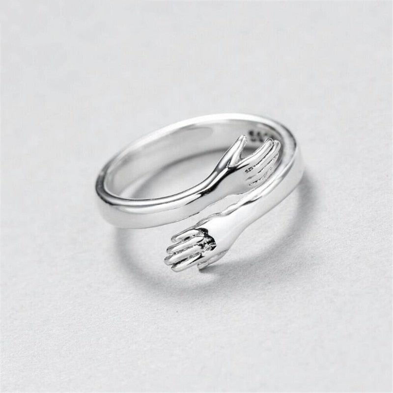 Verstelbare Zilveren Hug Ring