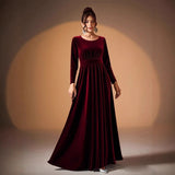 Tilda | Maxi Jurk in Fluweel met Lange Mouwen