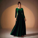 Tilda | Maxi Jurk in Fluweel met Lange Mouwen