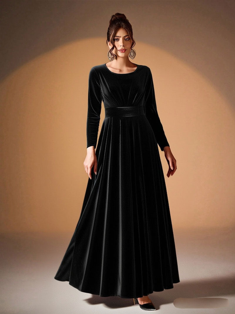 Tilda | Maxi Jurk in Fluweel met Lange Mouwen
