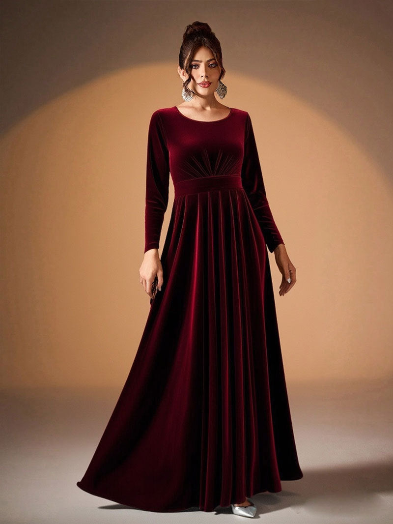 Tilda | Maxi Jurk in Fluweel met Lange Mouwen