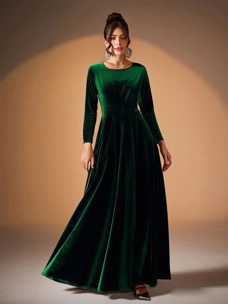 Tilda | Maxi Jurk in Fluweel met Lange Mouwen
