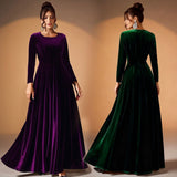 Tilda | Maxi Jurk in Fluweel met Lange Mouwen