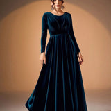 Tilda | Maxi Jurk in Fluweel met Lange Mouwen