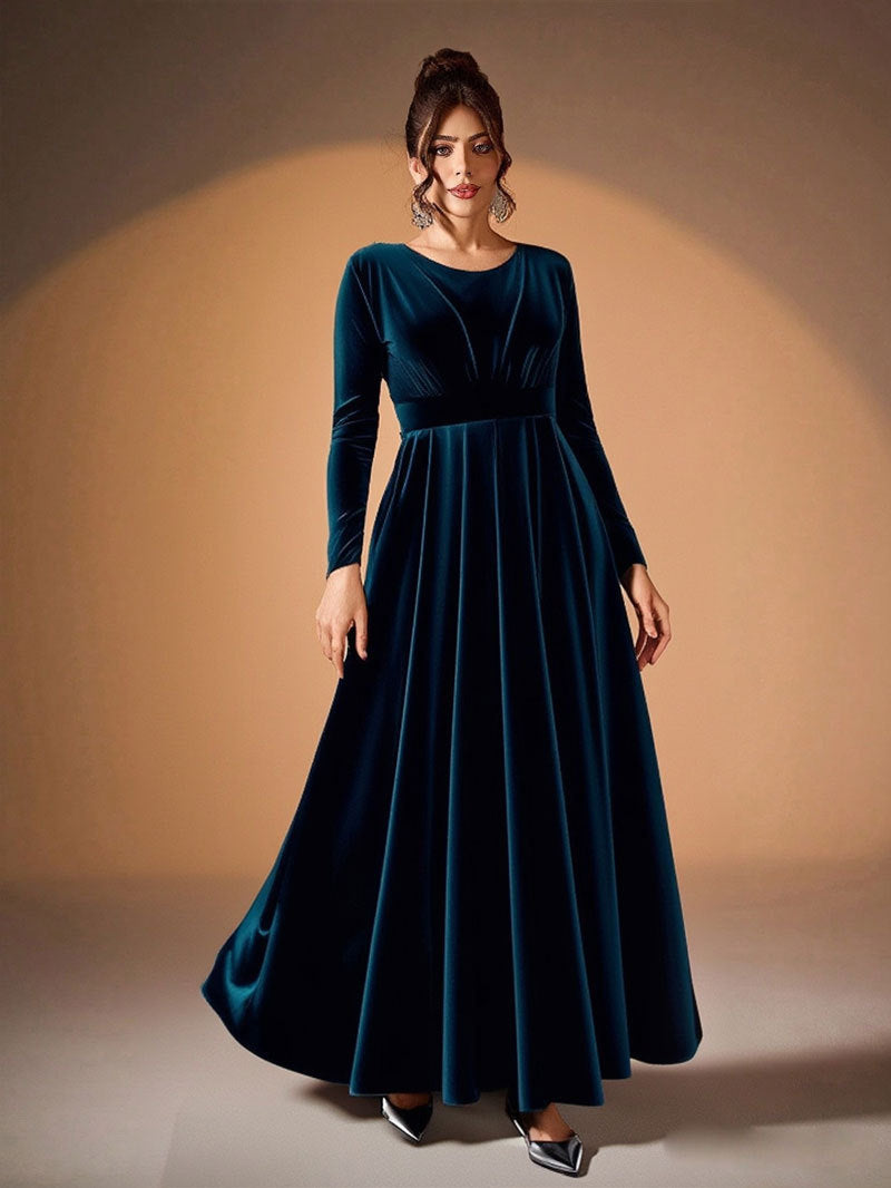 Tilda | Maxi Jurk in Fluweel met Lange Mouwen