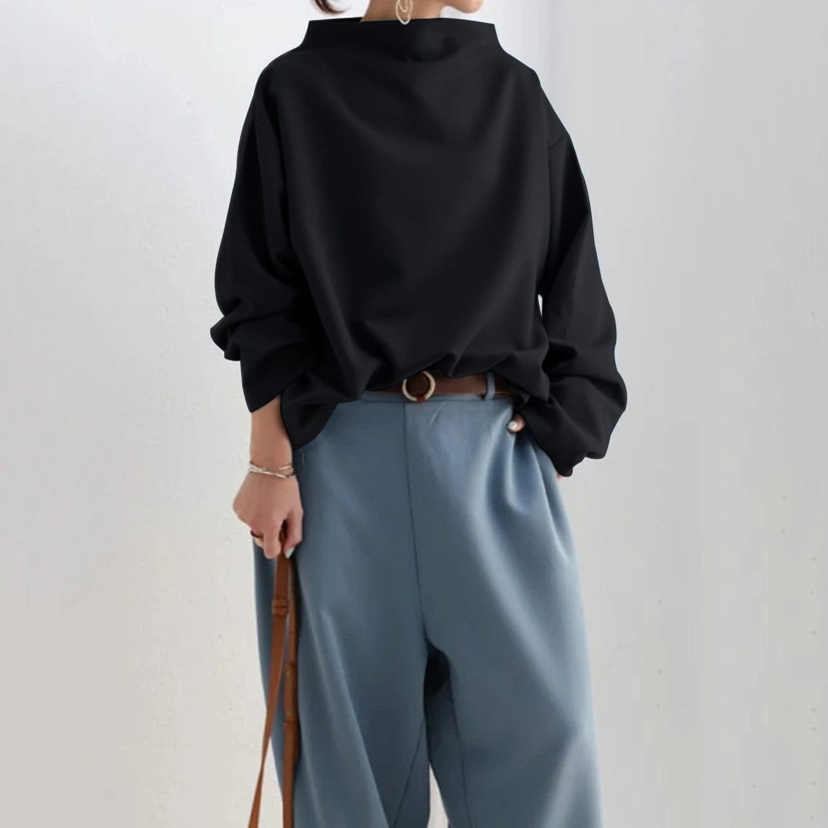 Nora | Casual top met hoge kraag