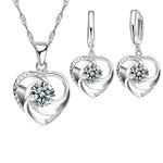 Hanger en Oorbellen van Sterling Zilver in Hartvorm