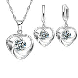 Hanger en Oorbellen van Sterling Zilver in Hartvorm