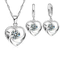 Hanger en Oorbellen van Sterling Zilver in Hartvorm