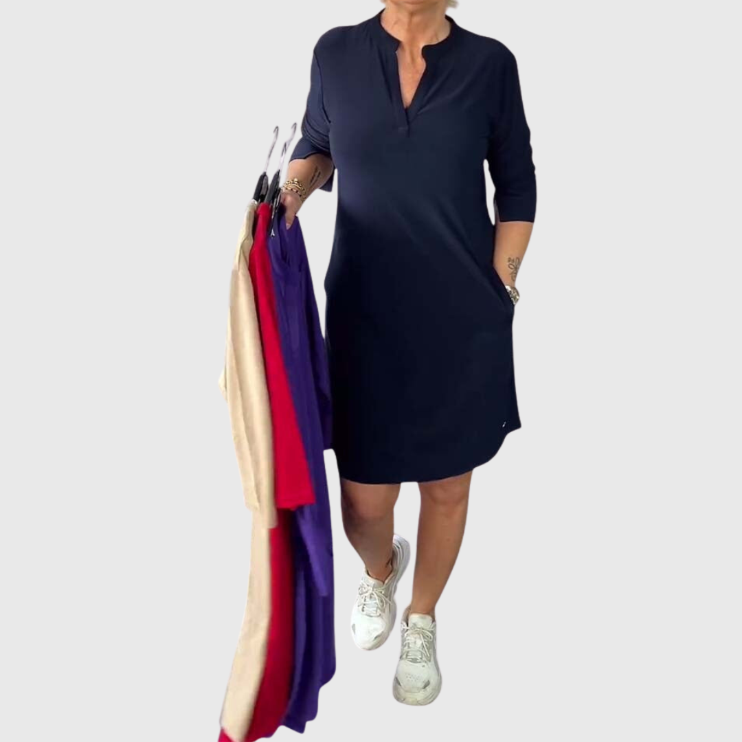 Caroline | Effen V-Hals Jurk