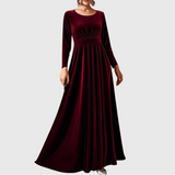 Tilda | Maxi Jurk in Fluweel met Lange Mouwen