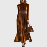 Mariska | Maxi Jurk in Plissé Fluweel
