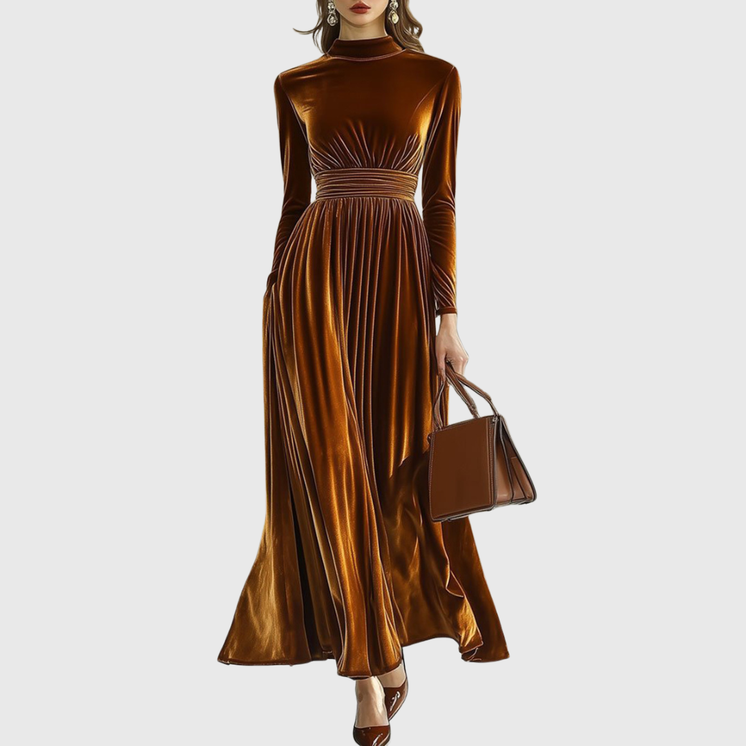 Mariska | Maxi Jurk in Plissé Fluweel