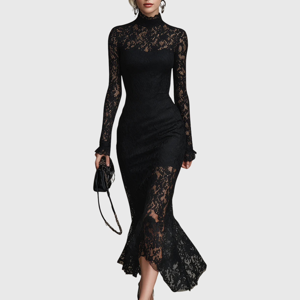 Monique | Elegante Maxijurk van Kant met Vissenstaart
