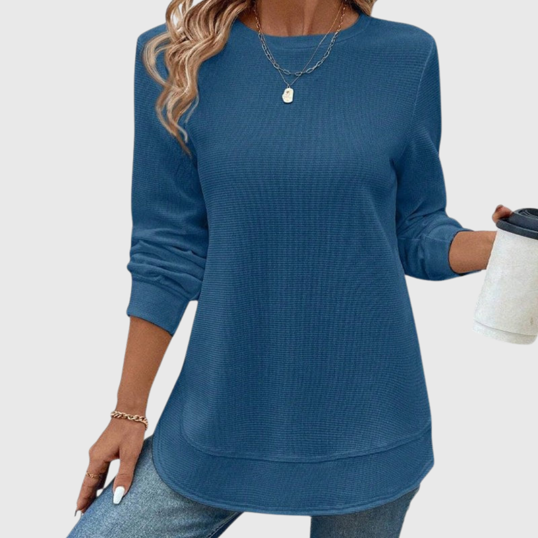 Valerie | Elegante Top met Ronde Hals en Lange Mouwen