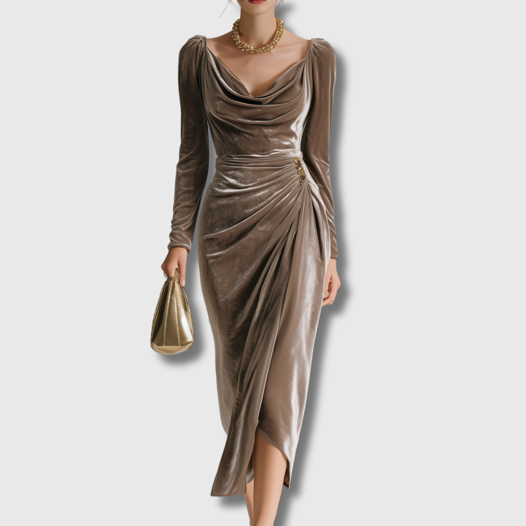 Sandra | Elegante Midi Jurk van Fluweel