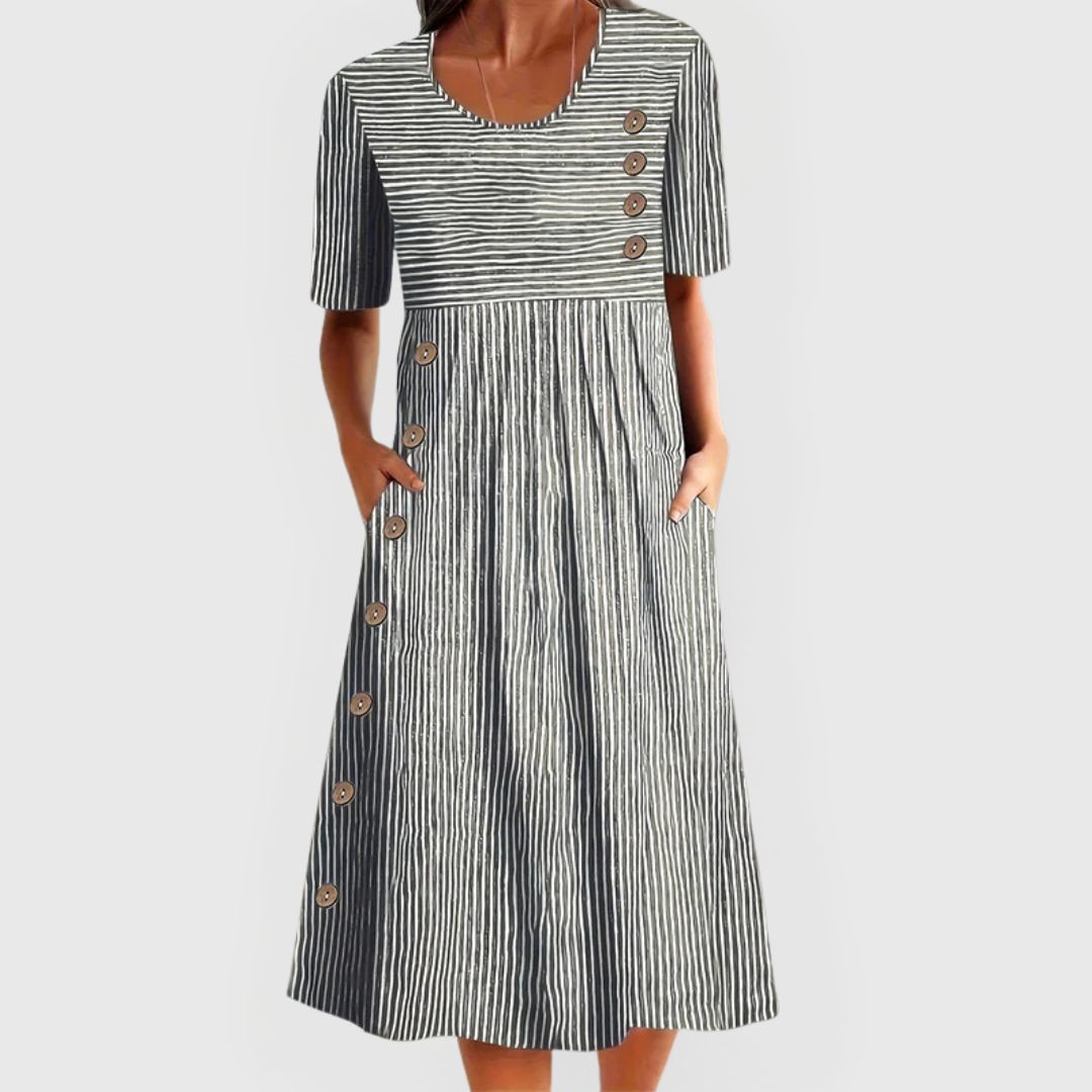 Wanda | Midi Gestreepte Jurk