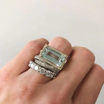 Vintage zilveren turquoise glazen ringenset
