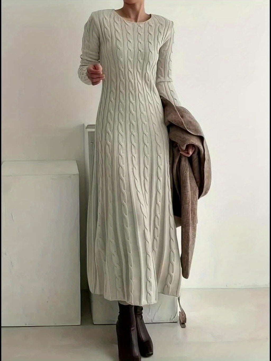 Sarah | Comfortabele Maxi Jurk in Kabeltricot