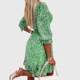 Nora | Bloemen Puff Mouw Jurk