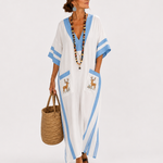 Caftan Alba Wit Blauwe Strepen