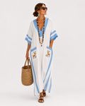 Caftan Alba Wit Blauwe Strepen