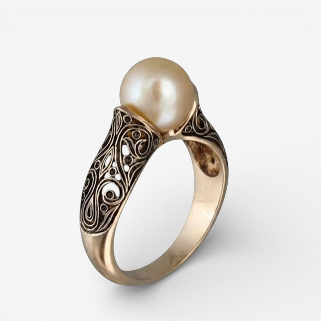 Vintage gouden ring met parel