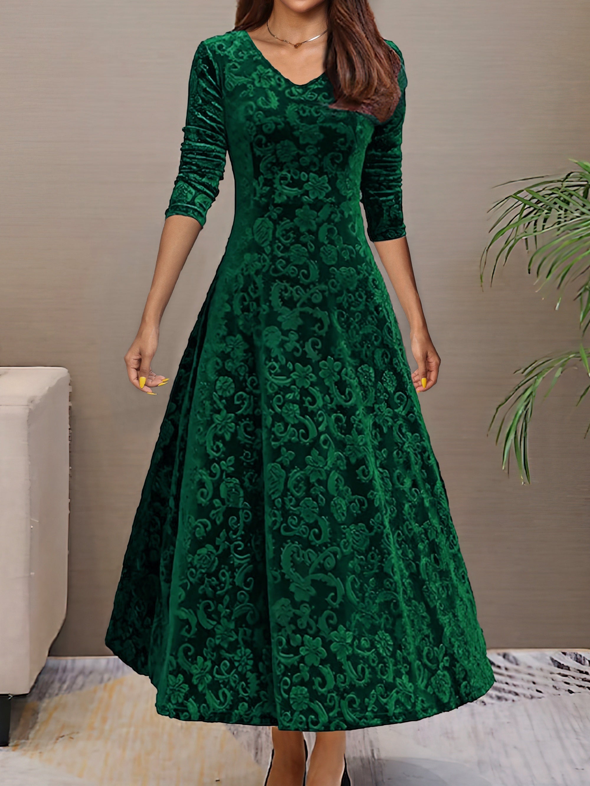 Carine | Elegante Fluwelen Jurk voor Feestdagen