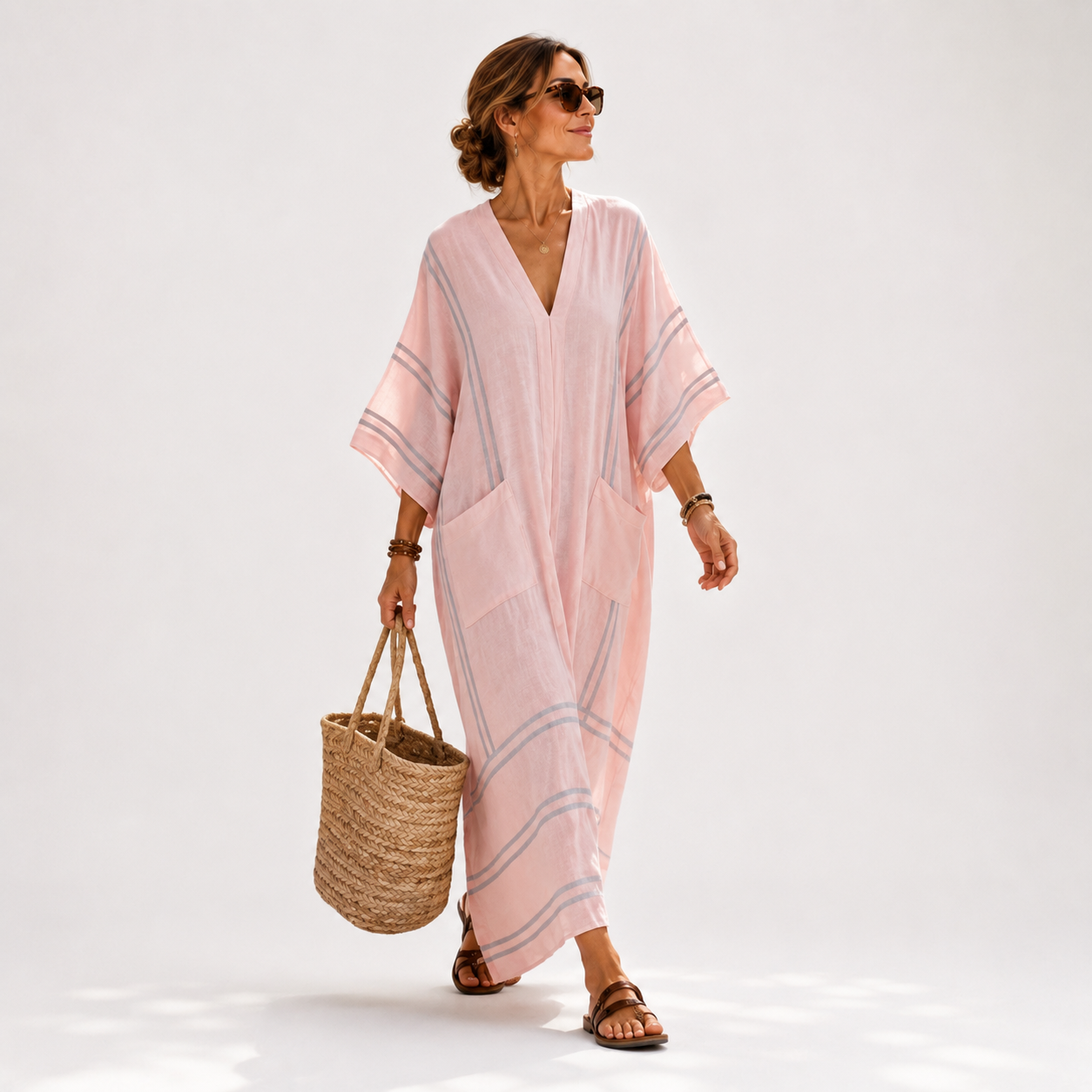 Caftan Soraya Roze Strepen
