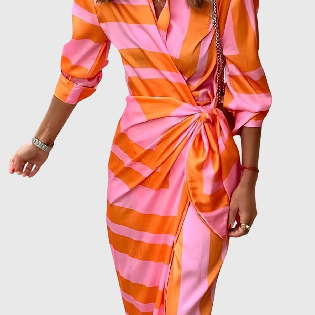 Mijntje | Elegante Wikkeljurk met Print